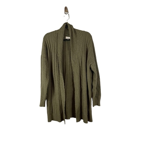 Lucky Brand Sweaters - Lucky Brand Olive Green Cable Knit Open Front Cardigan Size XL